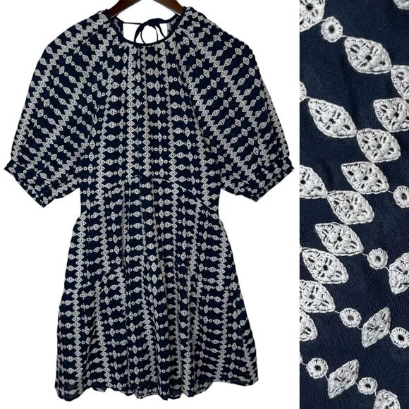 Maje Ridol Embroidered Organza-Voile Mini Dress Puff Sleeve EU 34 / US XS - Picture 2 of 8